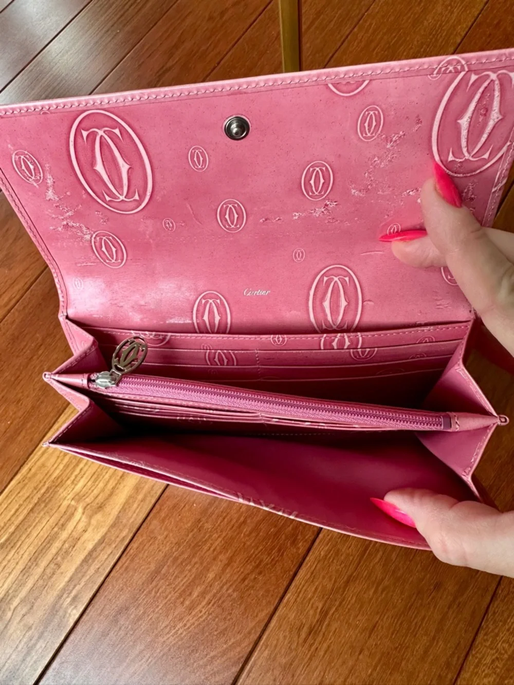 Cartier Happy Birthday Continental Long Wallet in Pink Patent Calfskin Leather - Picture 8 of 11